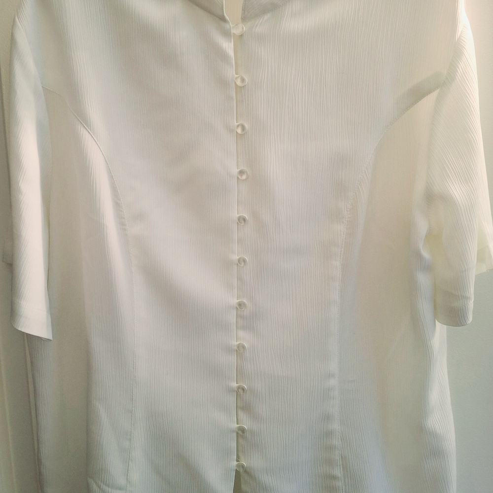 Mandarin Style Collar and Button Ivory  Blouse